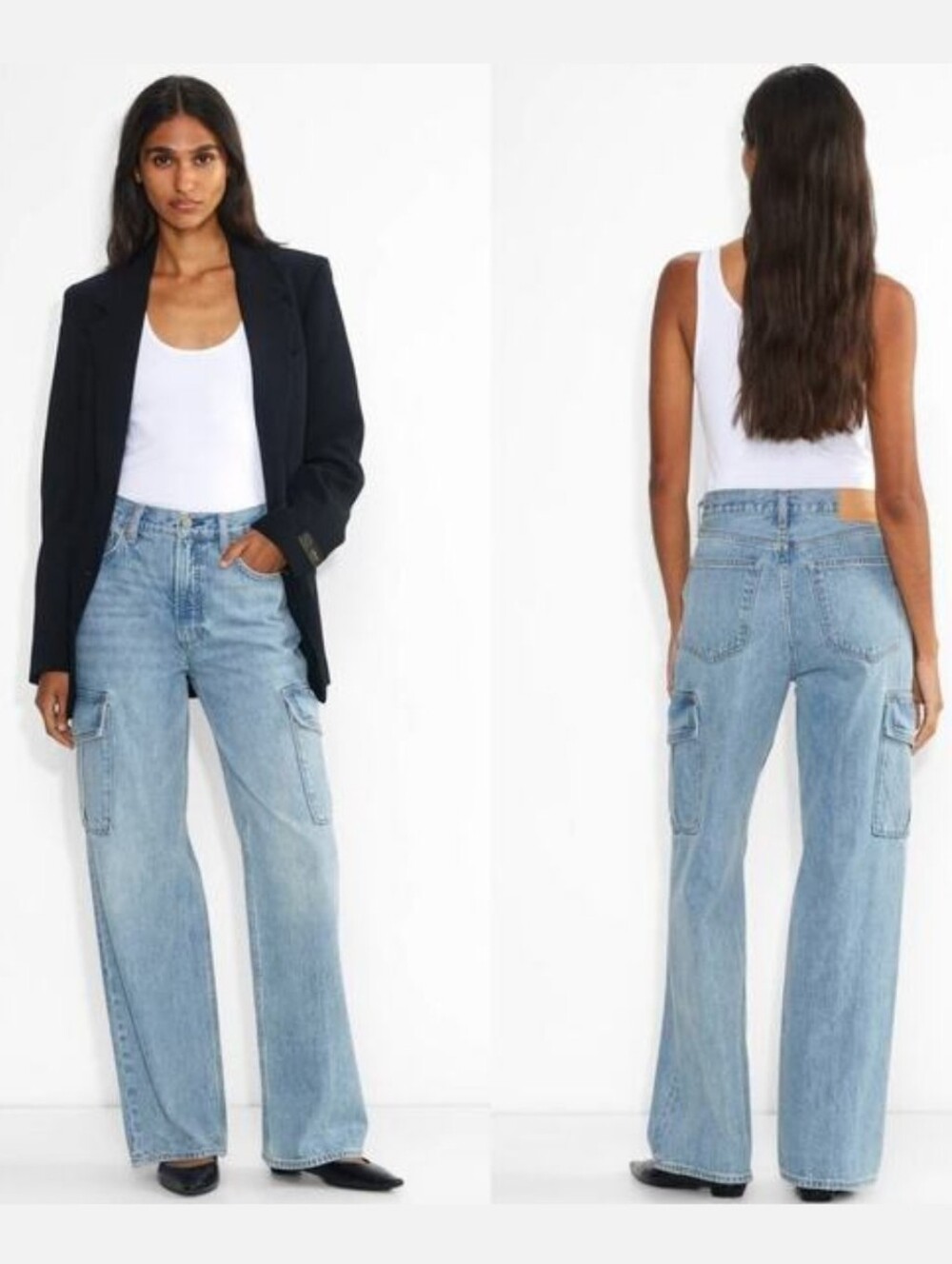 Aritzia Denim Forum Farrah‎ Hi Rise Wide Leg Cargo Jeans Size 31 - Picture 3 of 16